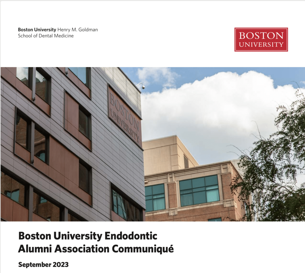 Boston University Endodontic Alumni Association Communiqué, September 2023